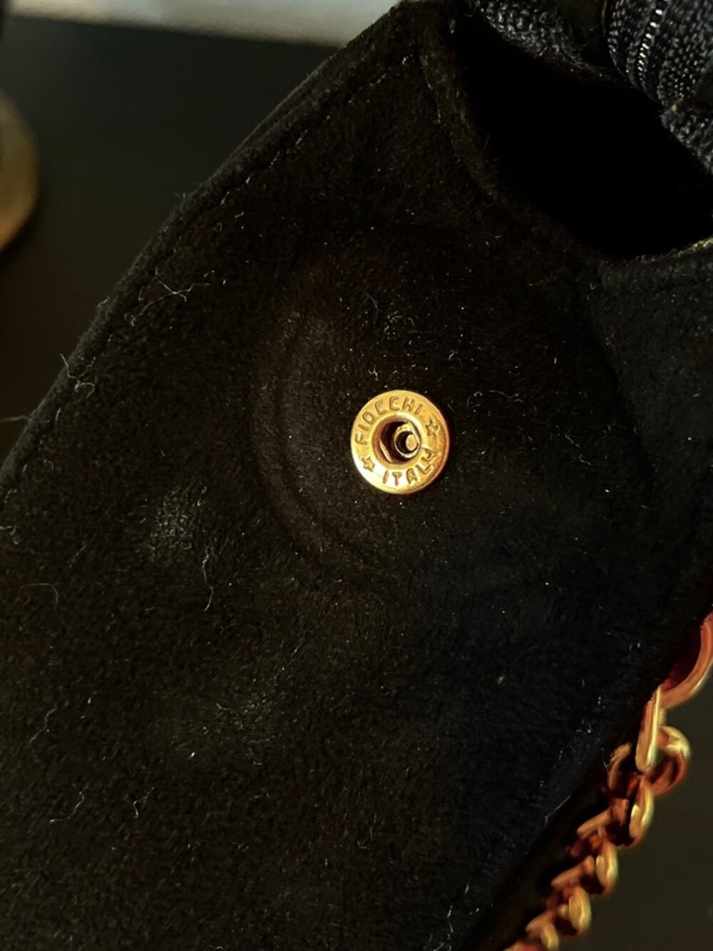 Vintage Dior black suede bag with gold chain with logo, Christian Dior evening - Picture 5 of 6